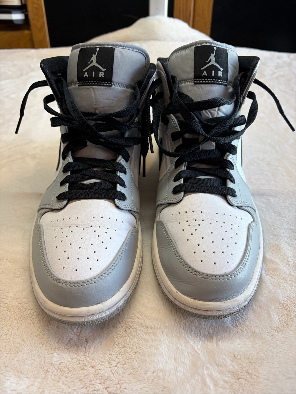 Nike Air Jordan 1 Mid Light Smoke Grey Black White Men Sz 10 554724-092 (No Box)